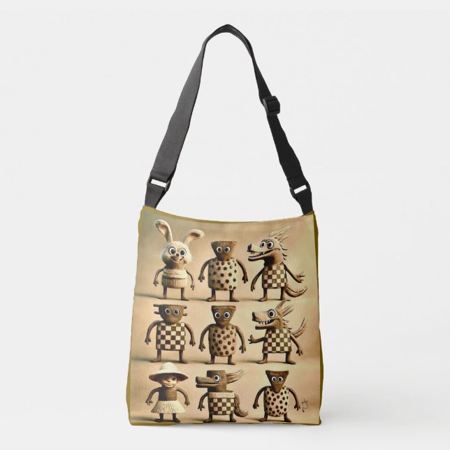 Odd Friends – Checker & Dots Creature Family Tote  Axelväska (Framsida)