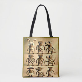 Odd Friends – Checker & Dots Creature Family Tote  Tygkasse
