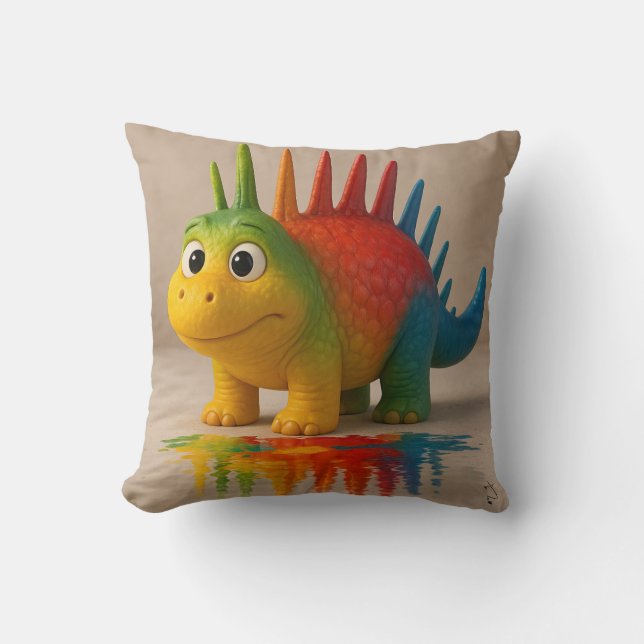 Odd Friends - Rainbow Dino Poster Kudde (Framsida)