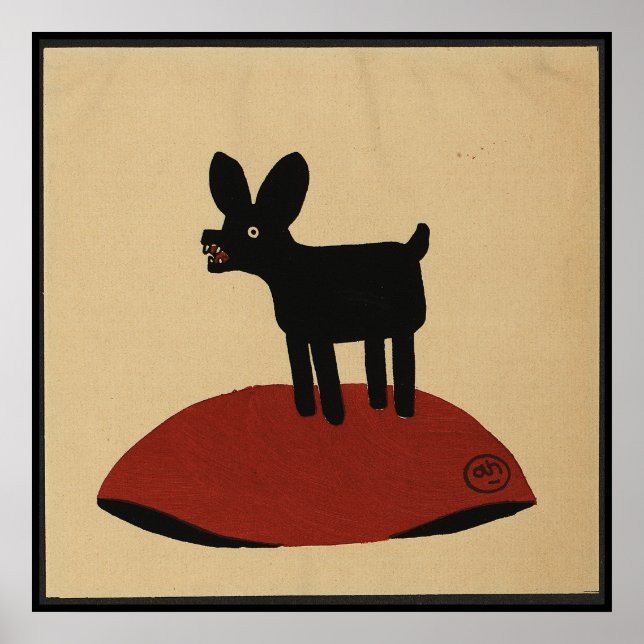 Odd Funny Tittar Hund - Färgfull illustration av B Poster (Framsidan)