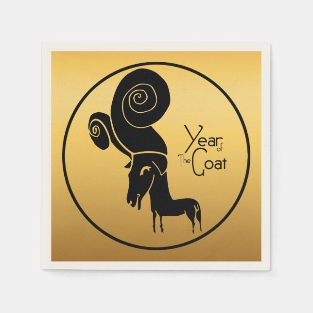 Odd Guld Ram Goat Chinese Year Zodiac Pappersserve Pappersservett (Framsidan)