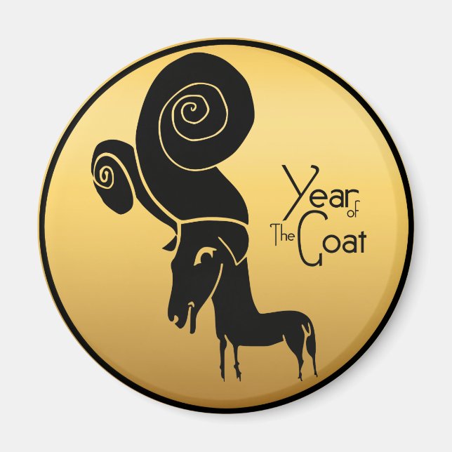 Odd Guld Ram Goat kinesiskt År Zodiac Round Magnet (Framsidan)