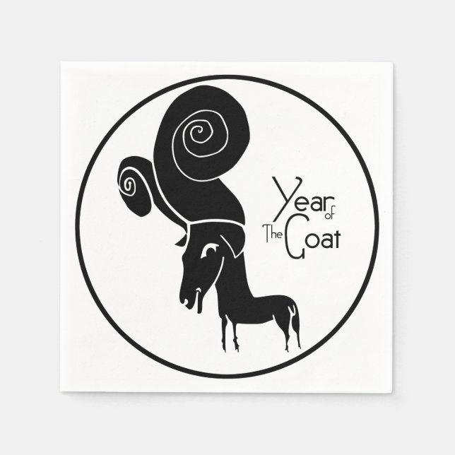 Odd Ram Goat Chinese Year Zodiac Birthday P Napkin Pappersservett (Framsidan)