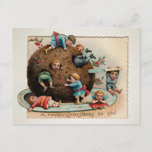 Odd Victorian Children in Pudding jul Vykort