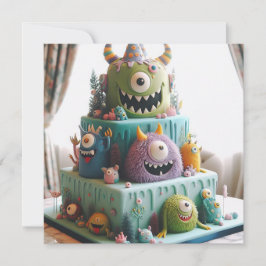 ODDBALL KOOKY CRAZY MONSTER CAKE BIRTHDAY INBJUDNINGAR