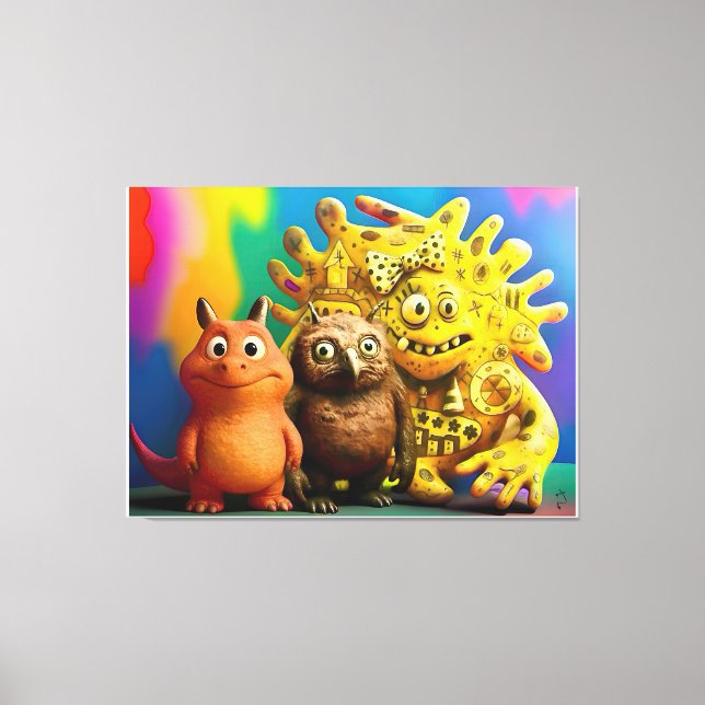 OddFriends - Colorful Fantasy Creature Trio Canvas (Framsida)