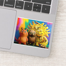 OddFriends - Colorful Fantasy Creature Trio Canvas Klistermärken