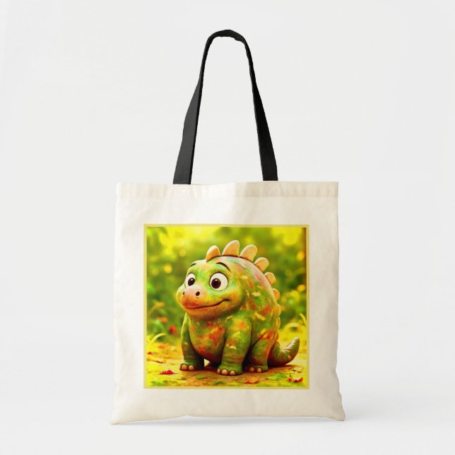 OddFriends Cute Dino Tote Bag Tygkasse (Framsidan)