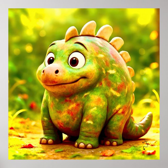 OddFriends - Cute Knubbig Dino Poster (Framsidan)