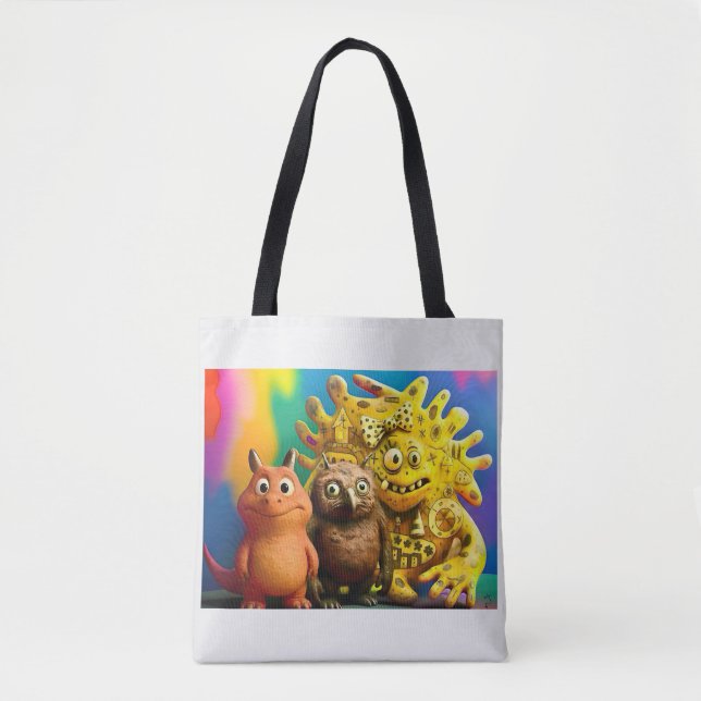 OddFriends Halloween Tote Bag - Creepy Cute Monste Tygkasse (Framsida)
