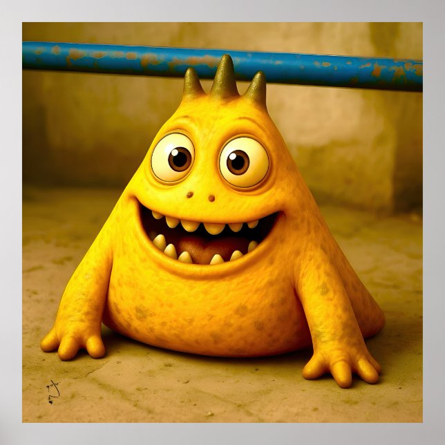 OddFriends - Lycklig Gult Monster Poster (Framsidan)