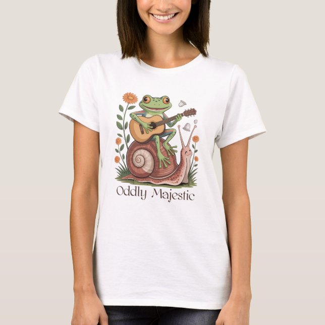 Oddly Majestic Frog & Snail Cute T Shirt (Framsida)