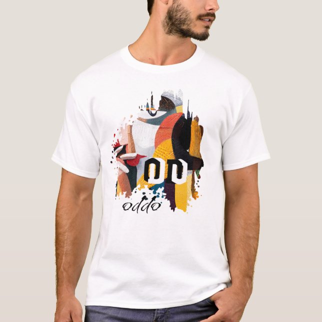 ODDO Abstrakt Borstkonst | Modern Färgrik Uttryck T Shirt (Framsida)