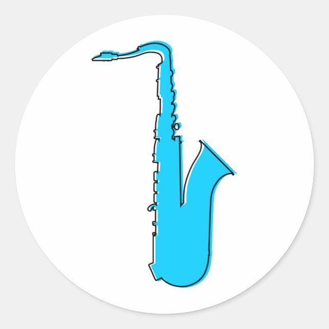 oddRex-saxofon Runt Klistermärke (Framsida)