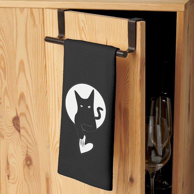 Ode till Kärlek Cat Kitchen Towels av Poet Adiela  Kökshandduk (Love Cat Cute Kitchen Towel by Poet Adiela Akoo - for the perfect blend of love & Halloween chill
)