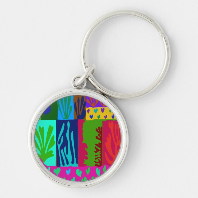 Ode till Matisse Collage Rund Silverfärgad Nyckelring (Framsidan)