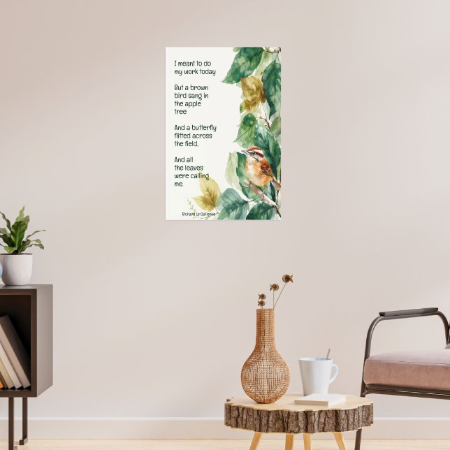 Ode till Vår Dikt med Brown Bird Wren Poster (Vardagsrum 3)