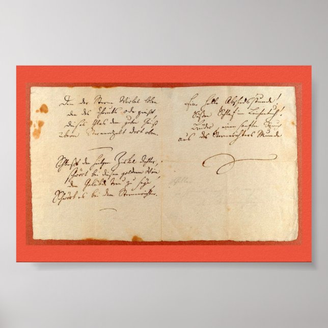 Ode to Joy (Schiller - Autographed Manuscript) Poster (Framsidan)