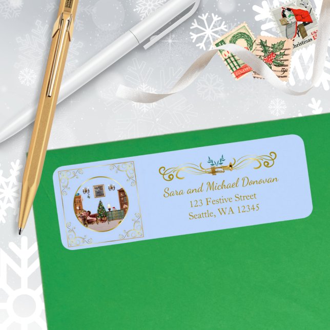 Ode to The Nutcracker Blue Tile Address Label Returadress Etikett (Skapare uppladdad)