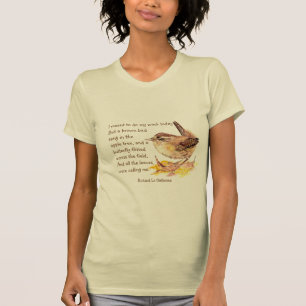 "Ode to Vår" Watercolor Brown Bird Nature Dikt T Shirt