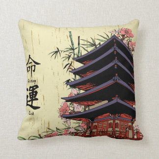 öde tur kanji japansk pagod körsbärsblommor kudde