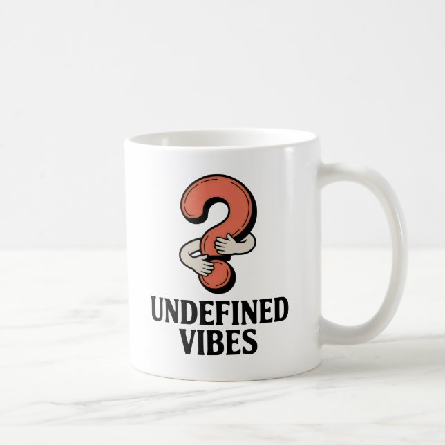 Odefinierade Vibrationer | Rolig Kramande Frågetec Kaffemugg (Höger)