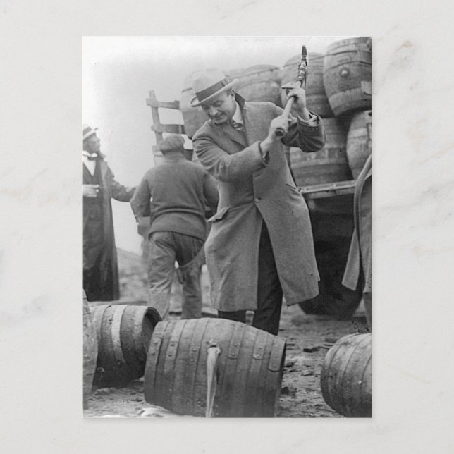 Ödeläggande av tunnor öl, 1924 vykort (Framsida)