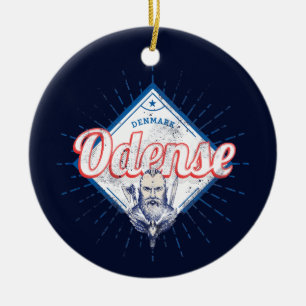 Odense City Danmark Retro Viking Vintage Souvenir Julgransprydnad Keramik