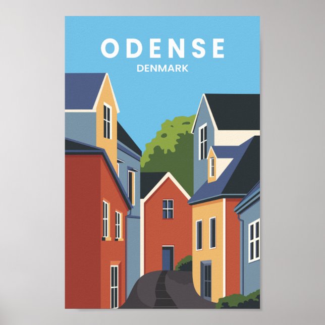 Odense Danmark Berömd Travel Ställe Illustration Poster (Framsidan)
