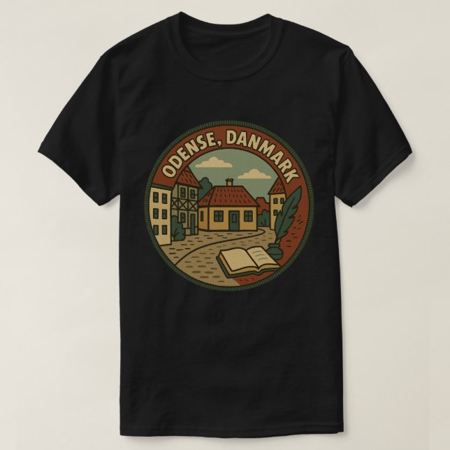 Odense Danmark Litteratur T Shirt (Design framsida)