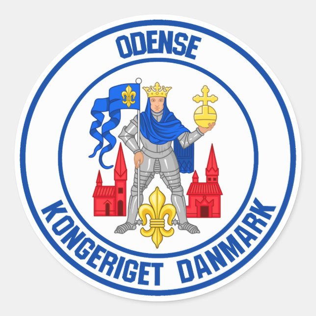 Odense Round Emblem Runt Klistermärke (Framsida)