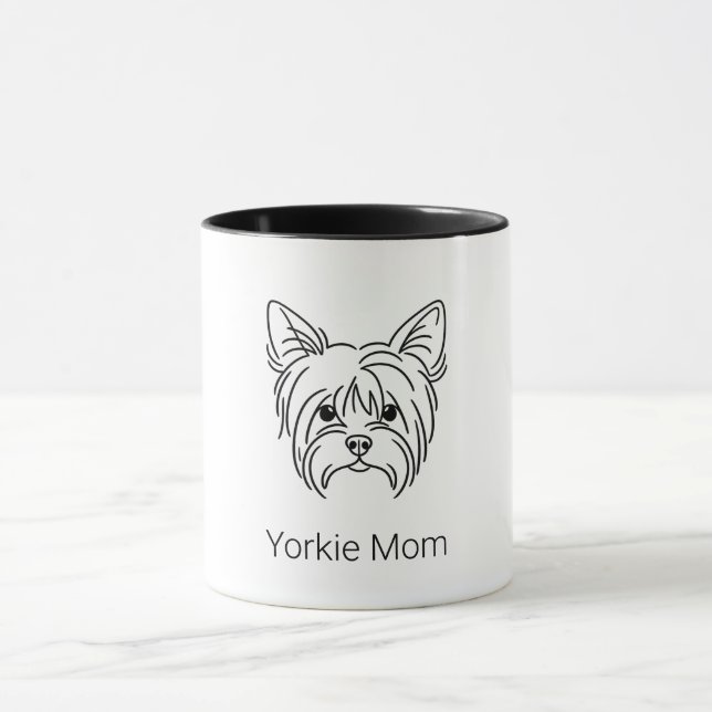 odern Yorkie Ansikts Linje Konst Kaffe Mugg | Pers (Center)