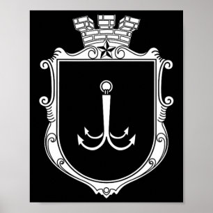 Odesa Odessa vapen Ukraina Flagga Ukr  Poster