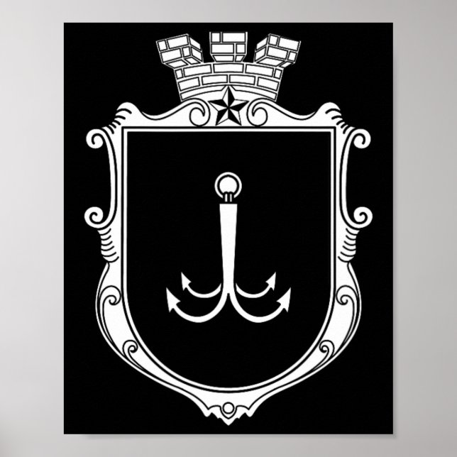 Odesa Odessa vapen Ukraina Flagga Ukr  Poster (Framsidan)
