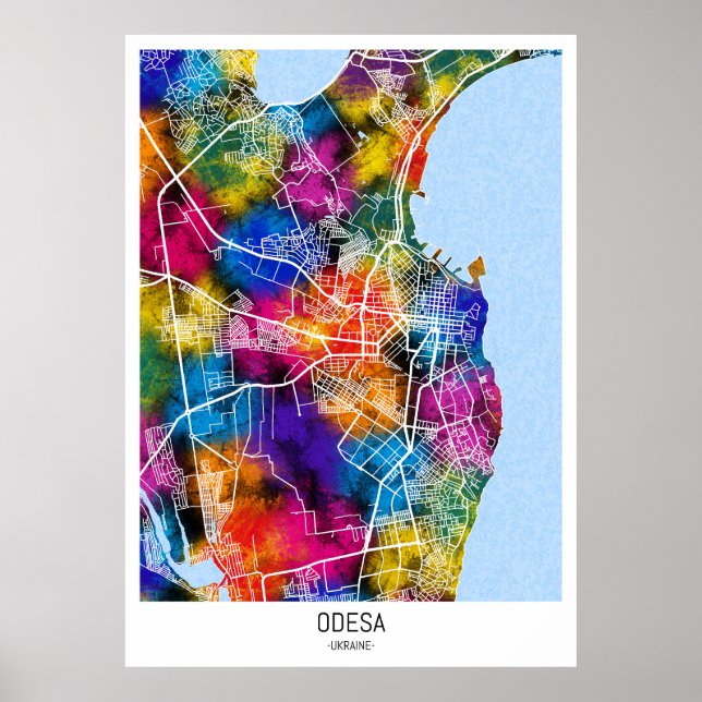 Odesa Ukraina City Karta Poster (Framsidan)