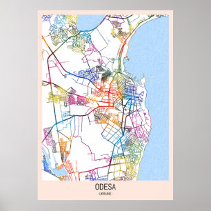 Odesa Ukraina Stadskarta Poster