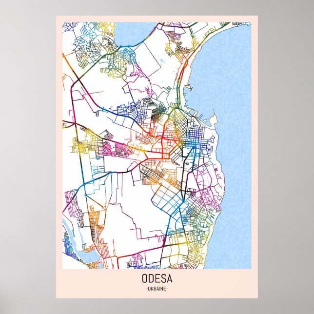 Odesa Ukraina Stadskarta Poster (Framsidan)