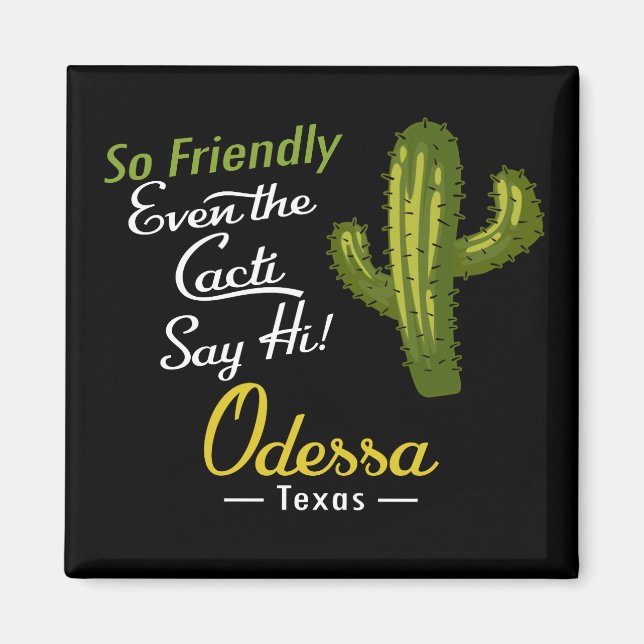 Odessa Cactus Funny Retro Magnet (Framsidan)