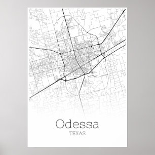 Odessa karta - Texas - stadskartaaffisch Poster