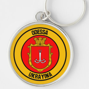 Odessa Round Emblem Rund Silverfärgad Nyckelring