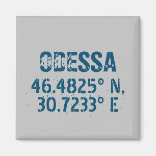 Odessa Ukraina Latitude & Longitude Distress Magnet