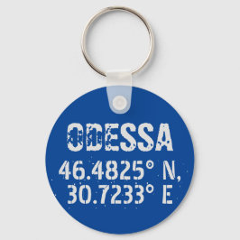 Odessa Ukraina Latitude & Longitude Distress Nyckelring