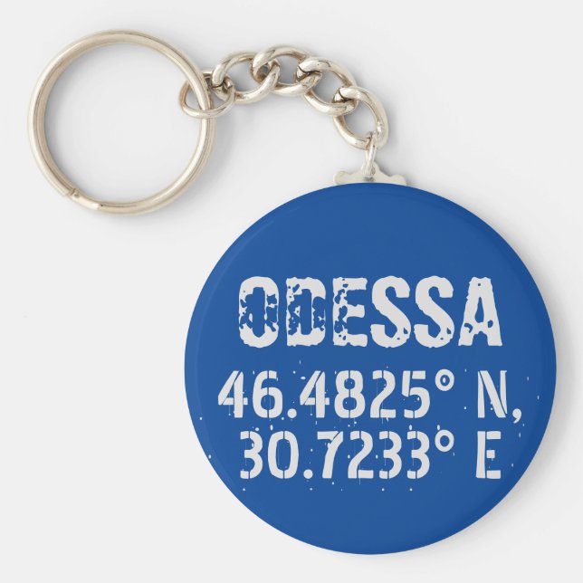 Odessa Ukraina Latitude & Longitude Distress Nyckelring (Framsidan)