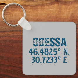 Odessa Ukraina Latitude & Longitude Distress Nyckelring