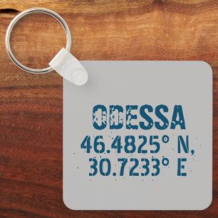 Odessa Ukraina Latitude & Longitude Distress Nyckelring