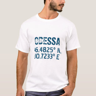 Odessa Ukraina Latitude & Longitude Distress T Shirt
