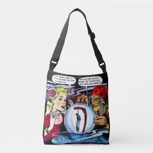Ödet för Witch Fortune Teller Vintage Tecknad Kor Axelväska