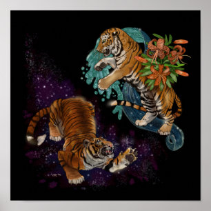 Ödet i Stars Tigers Mörk Mönster P Poster