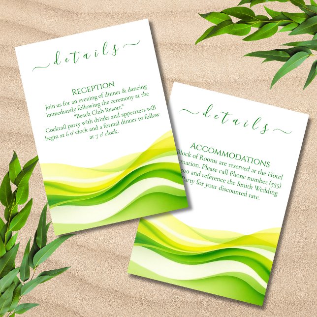 Ödetails för Island Citrus Grön och Gul Bröllop Tilläggskort (Island Citrus Green and Yellow Wedding Details Enclosure Card)