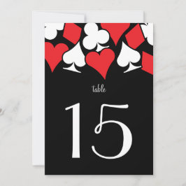 Ödets Vegas Bröllopsfest Bord Nummer Rött Inbjudningar